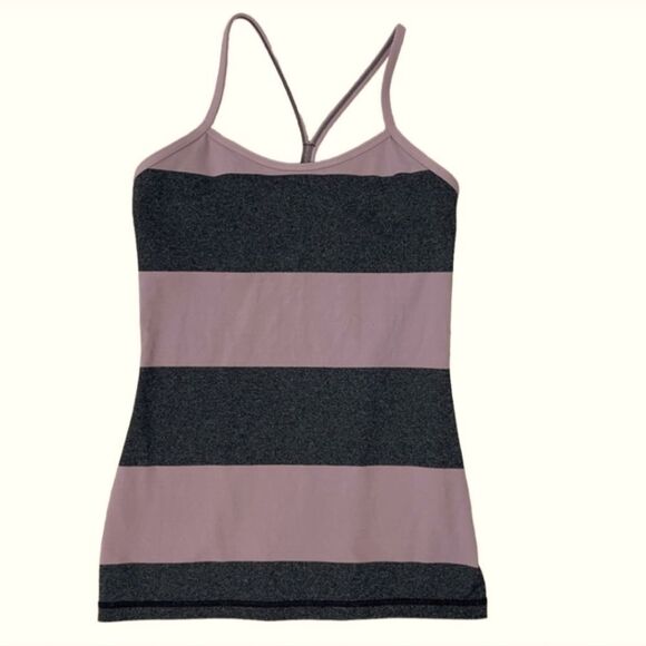 Lululemon Power Y Tank Luon Bold Stripe Mauvelous Heathered Black Mauvelous 6 - Picture 8 of 9